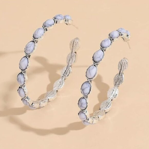 Natural✦ Dangle Oval Earrings ✦ - Picture 1 of 2